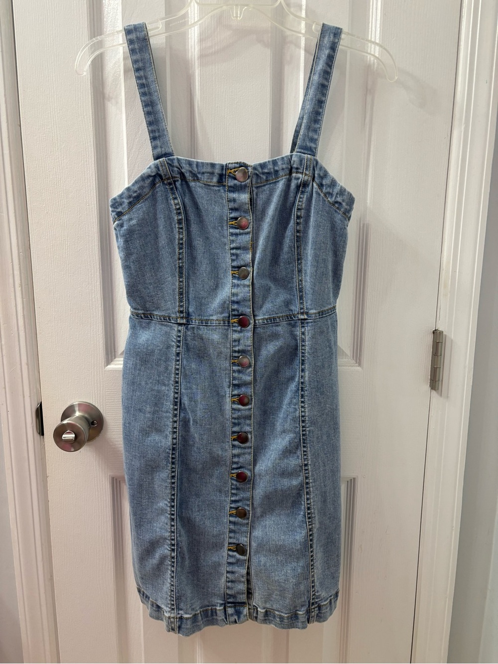 Aeropostale Light Blue Denim Button-Front Mini Dress